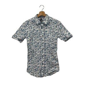 Robert Graham Blue Hagerman Classic Short Sleeve Button-Up Shirt Men's Size M